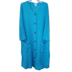NWT Vintage The Tog Shop Aqua Blue 3/4 Sleeve Gauze‎ Robe Women's Plus 2X